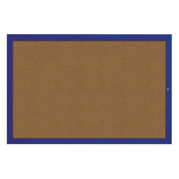 United Visual Products Hinge-less Radius Corkboard, 24"x36", Satin Alum Frame/Rubber UVEB2436R-SATIN-RUBBER - main